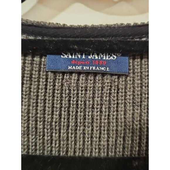 Saint James Ribbed Wool Knitted Vest Cardigan Women Sz MED Gray Made in FRANCE - Picture 4 of 9